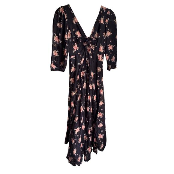 Free People Sea Glass Midi Dress Sweetheart Neckline Handkerchief Hem Boho - Picture 2 of 11